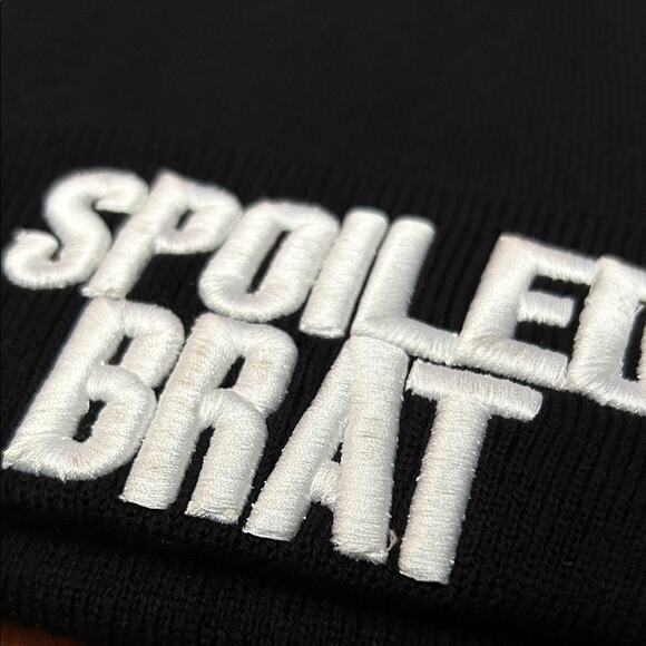 Jeffree Star Black Unisex Beanie with White Embroidery "Spoiled Brat", NWOT - Picture 2 of 6